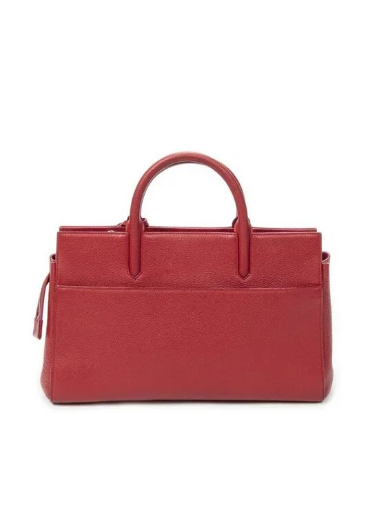 Saint Laurent Yves Small Cabas Rive Gauche Red Grain Calfskin Leather Messenger - Picture 5 of 10